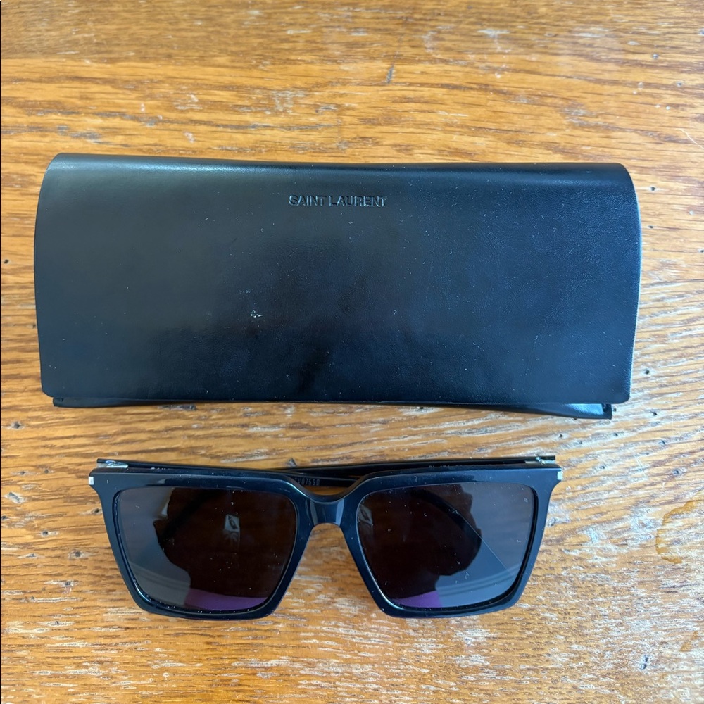 Saint Laurent Black Square Sunglasses with Black Case